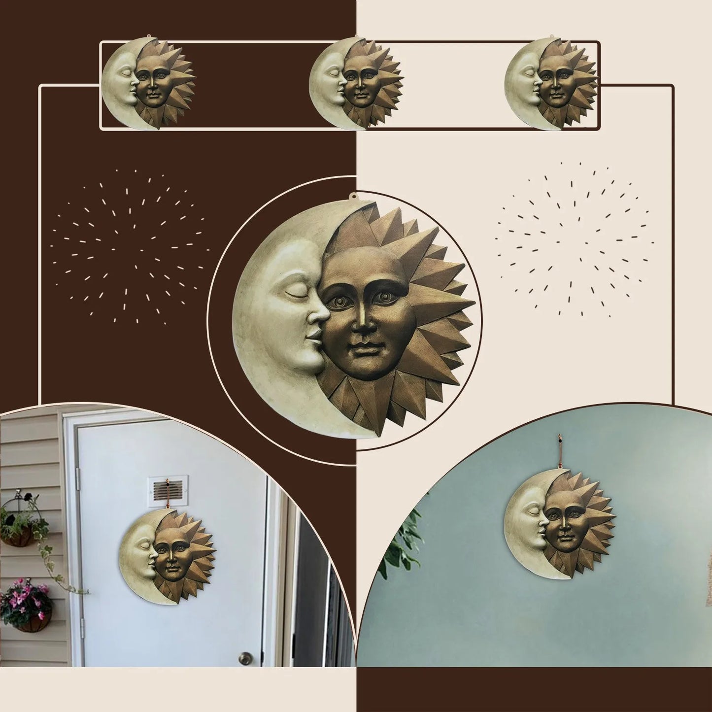 Celestial Sun And Moon Wall Sculpture