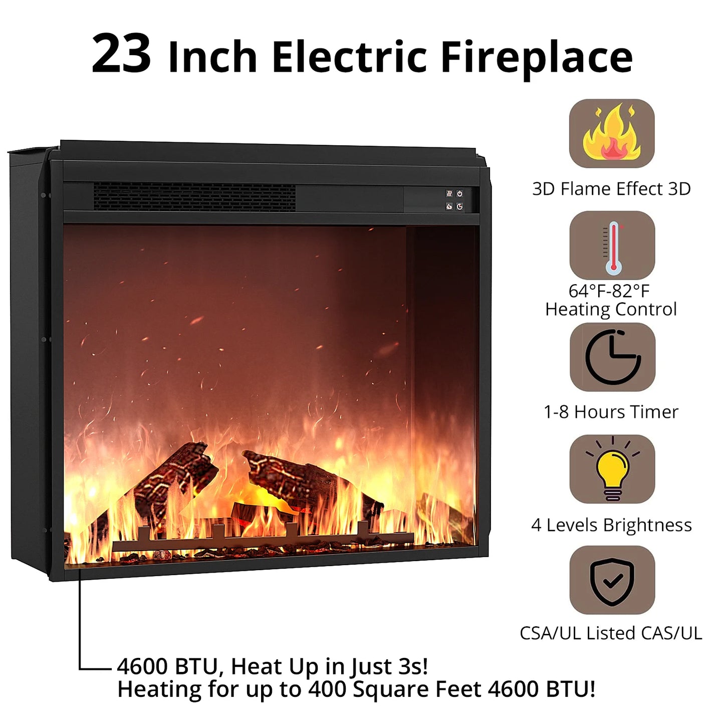 Farmhouse Entertainment Center w/26’’ Electric Fireplace