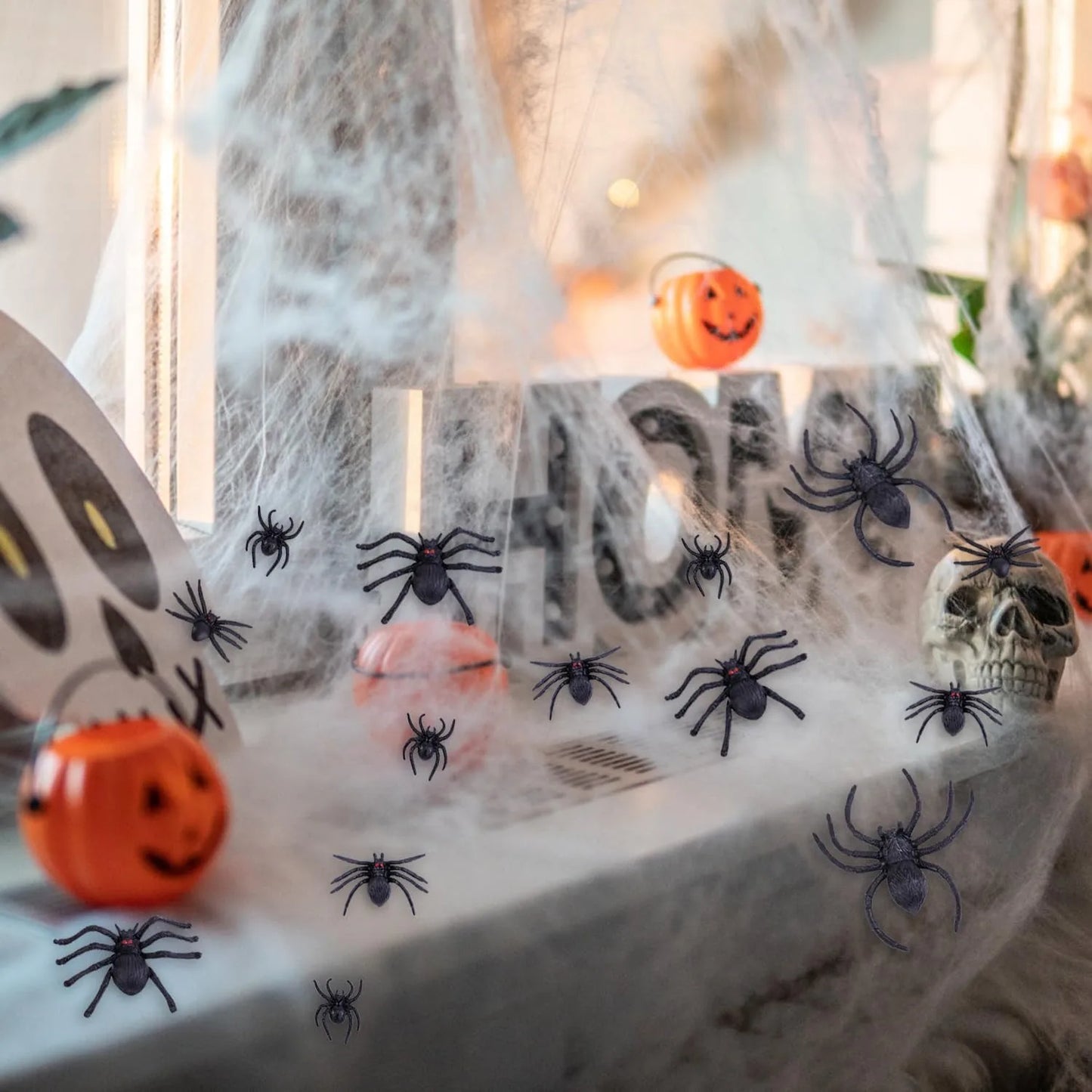 60 Pieces Realistic Plastic Spider Rings