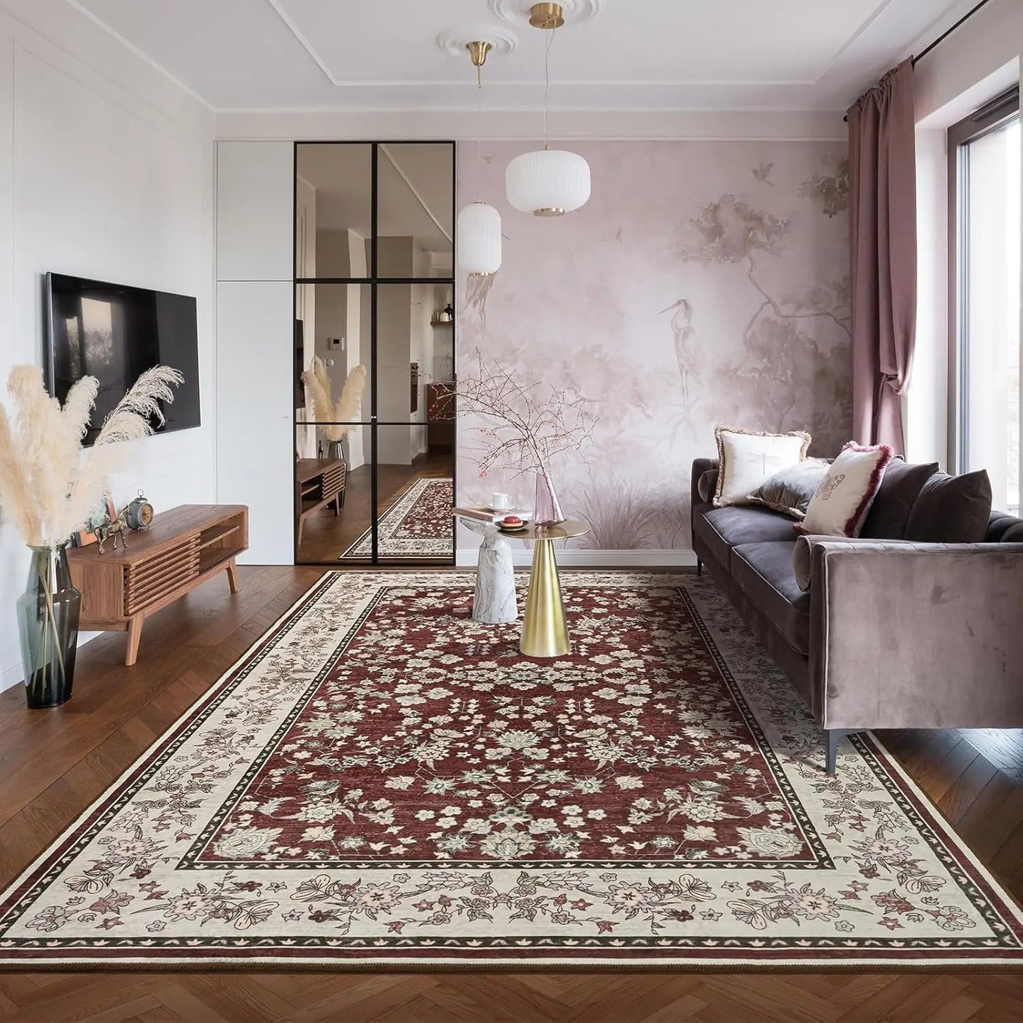 Vintage Floral Print Area Rugs