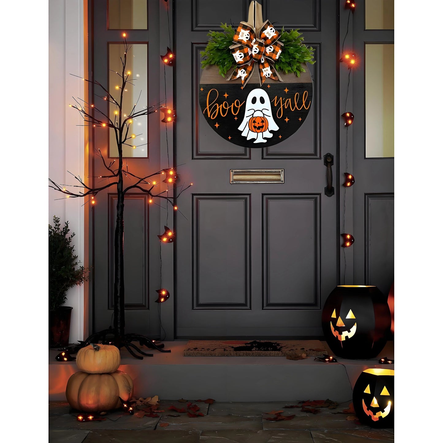 Farmhouse Style Front Door Halloween Welcome Sign