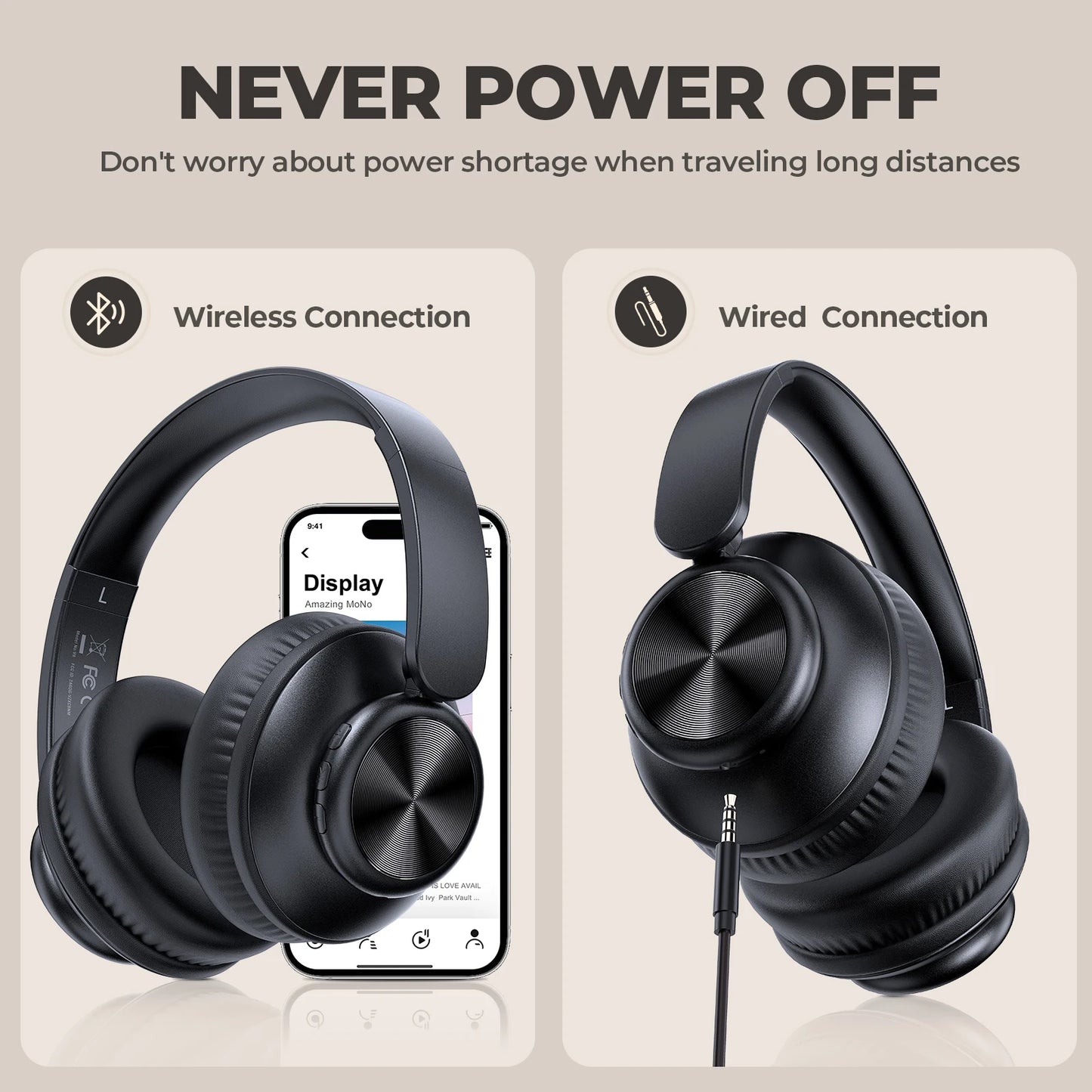 Wireless Headphones with Built-in Microphone