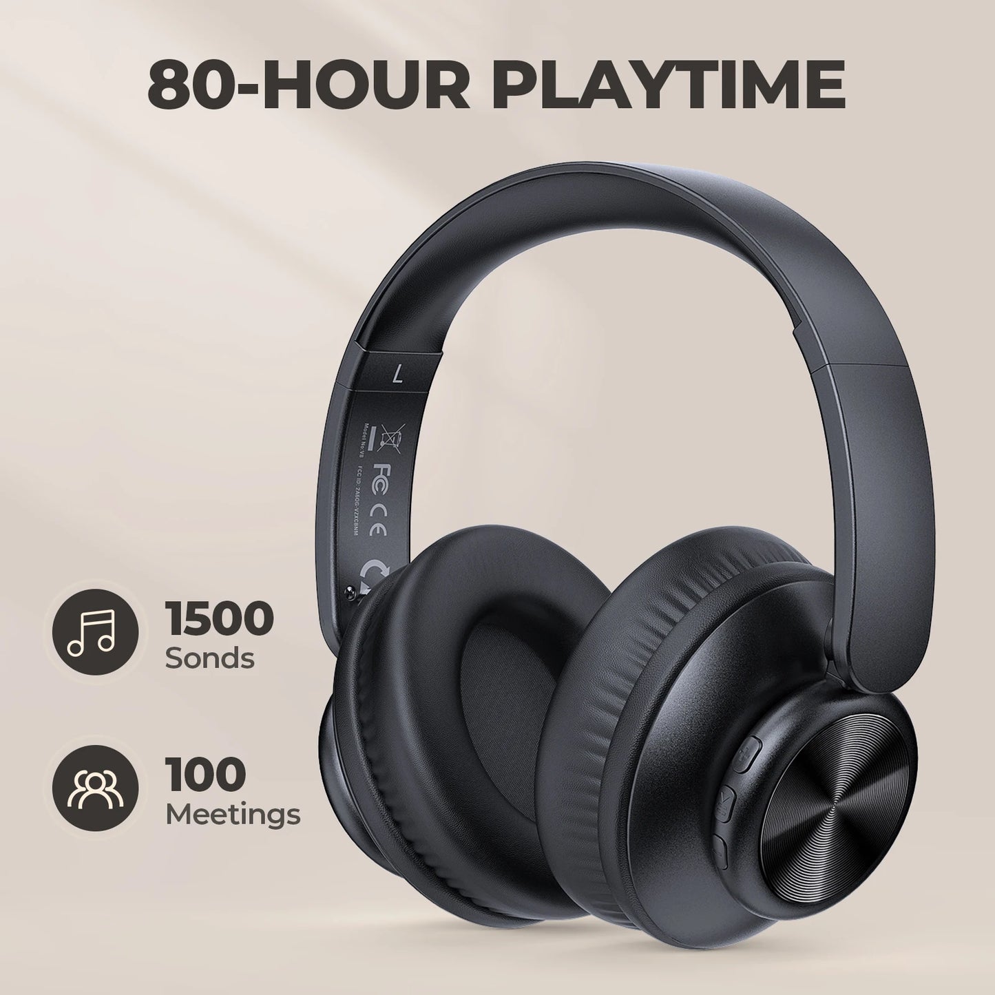Wireless Headphones with Built-in Microphone