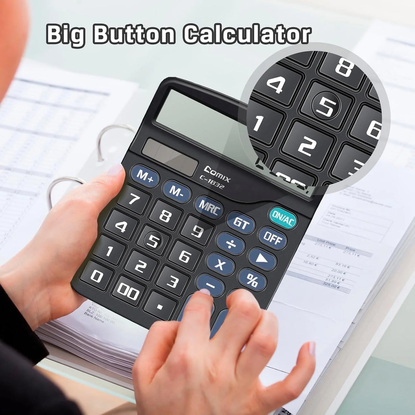 12 Digit Desktop Solar Battery Dual Powered Calculator
