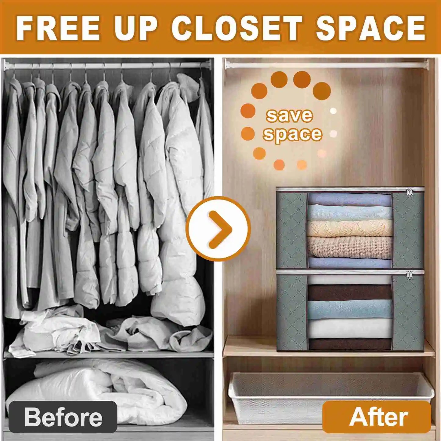 6pcs Large Storage Bag with Sturdy Handles