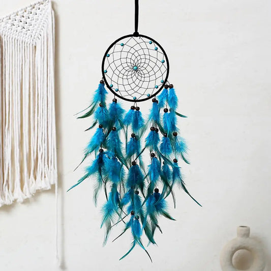 Indian Dream Catcher with Rattan Bead and Feathers