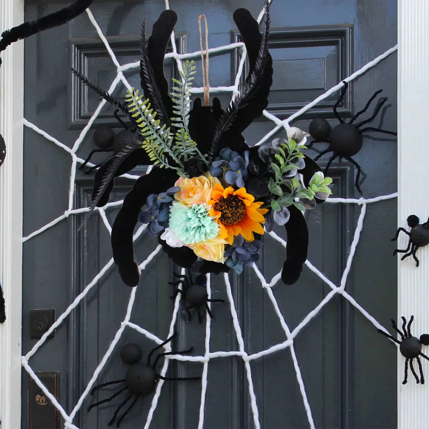 Halloween Spider Wooden Faux Wreath