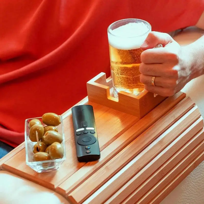 Sofa Armrest Bamboo Cup Holder