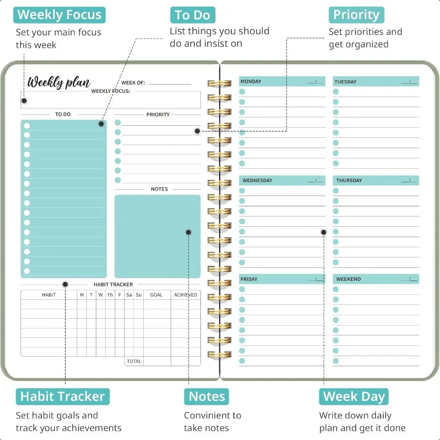 Undated Weekly Notebook Organizer