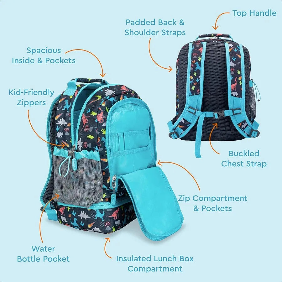 2in1 Unique Print Backpack w/Insulated Lunch Bag