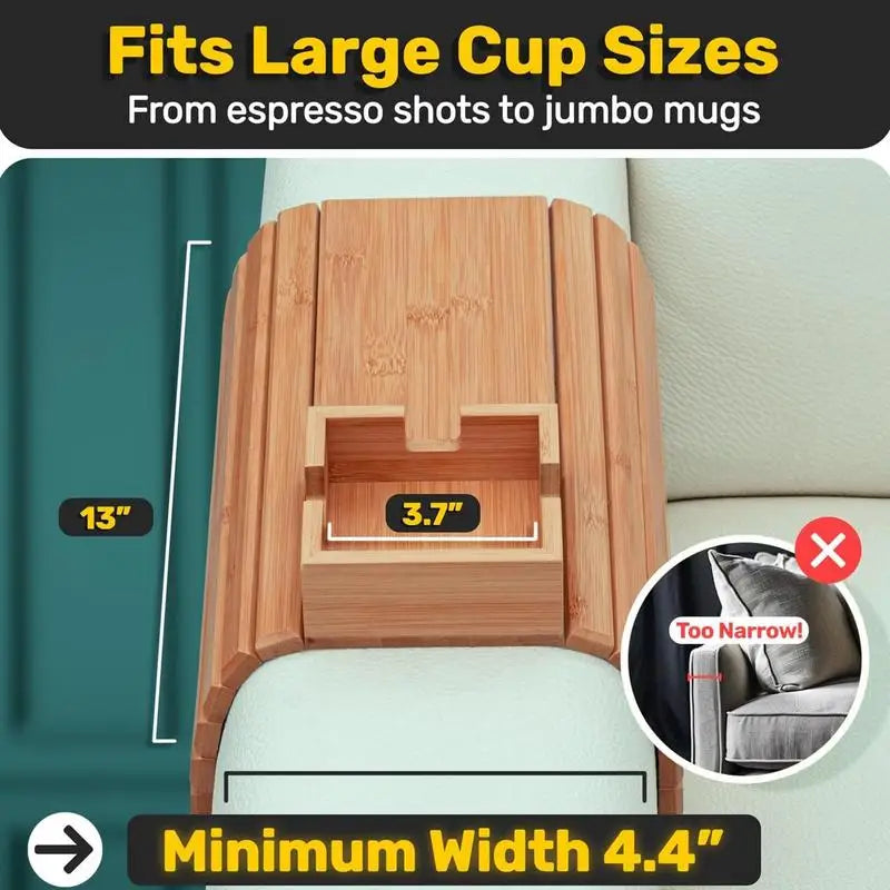 Sofa Armrest Bamboo Cup Holder