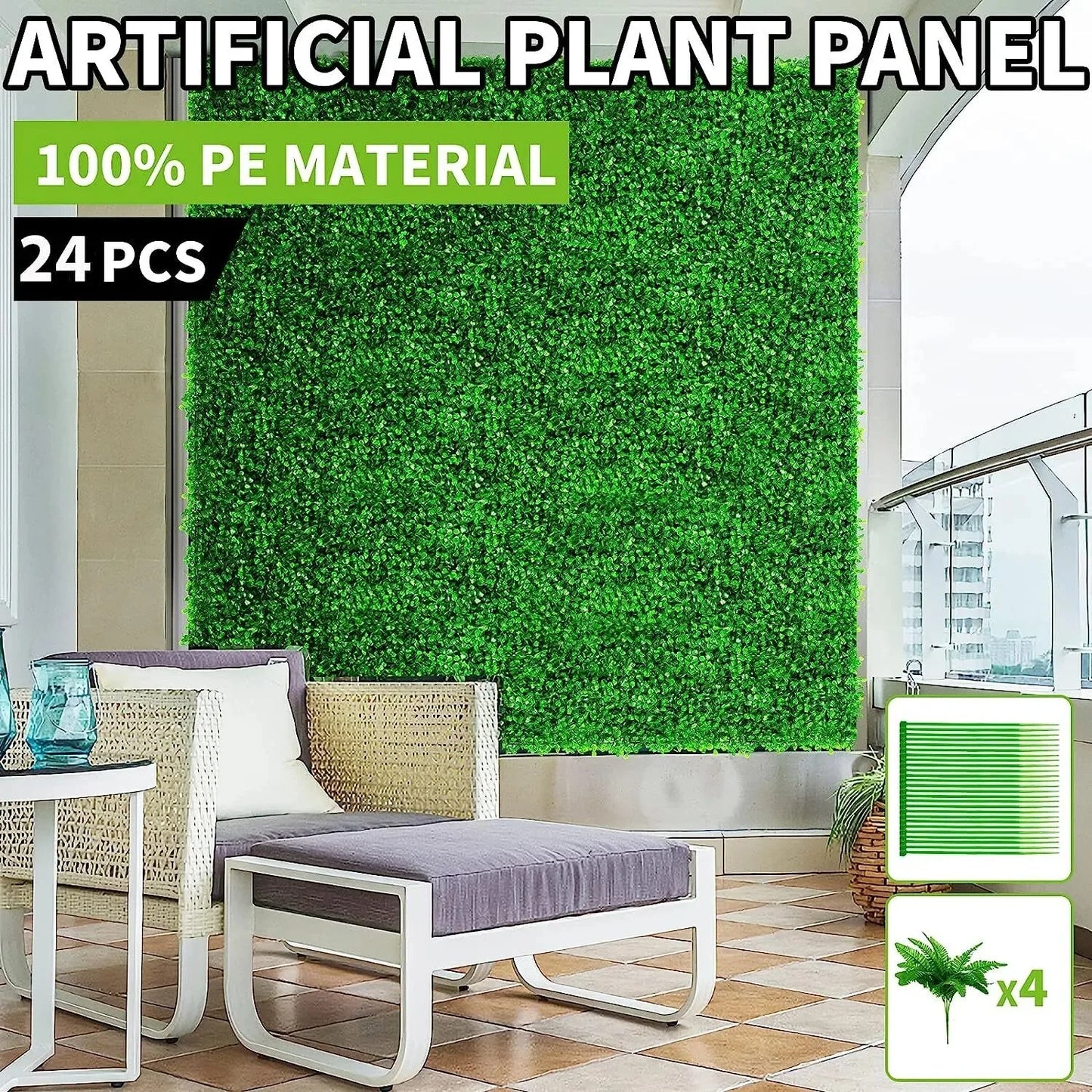 Artificial Bright Green Lawn Privacy Fence