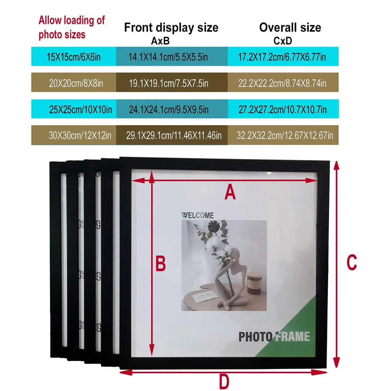 5pc Square Wooden Photo Frames