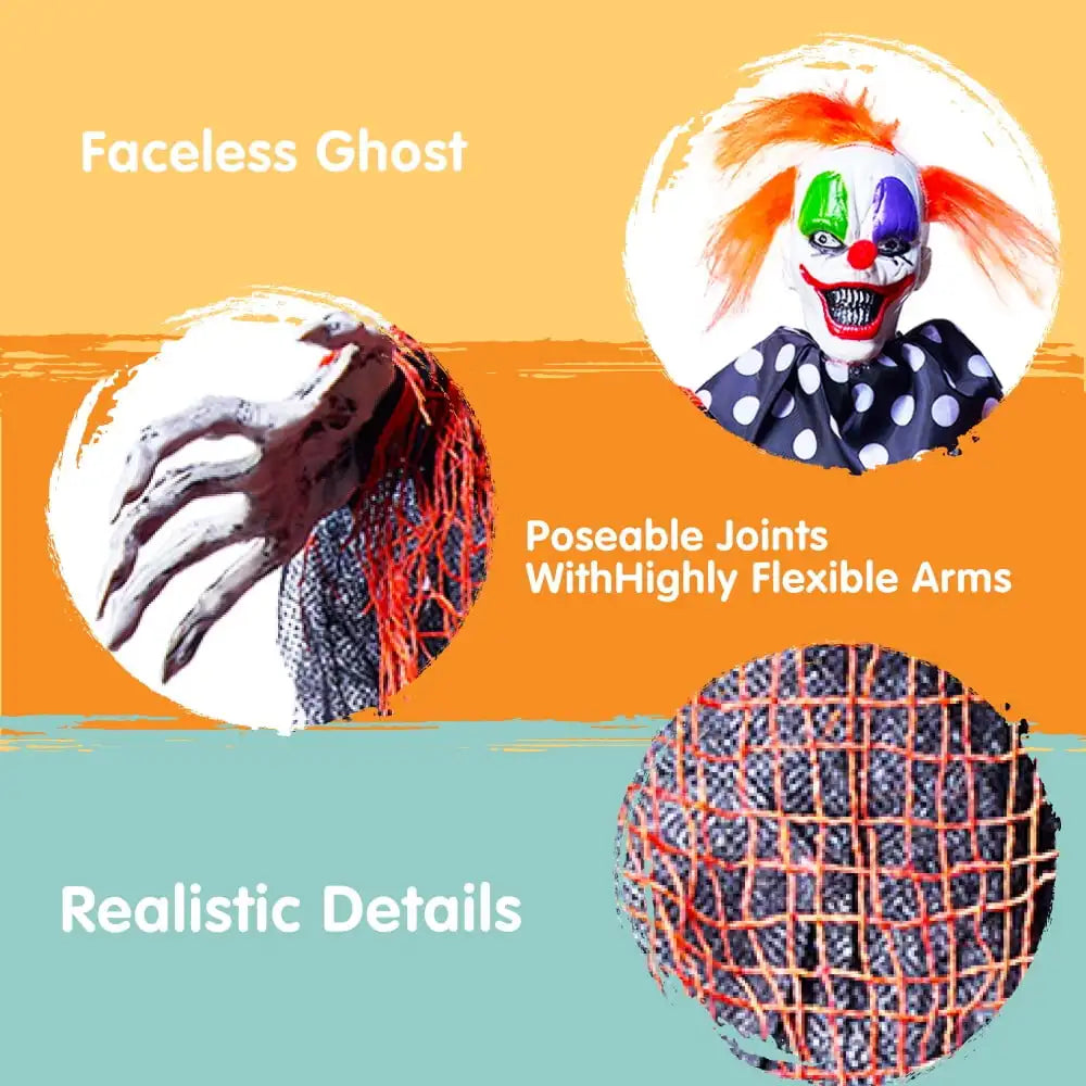 4 Pcs Scary Outdoor Ghost Clown Halloween Decorations