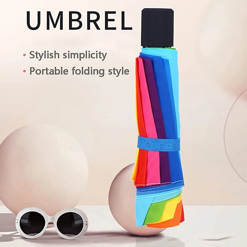 Foldable Strong Resistant Rainbow Umbrella