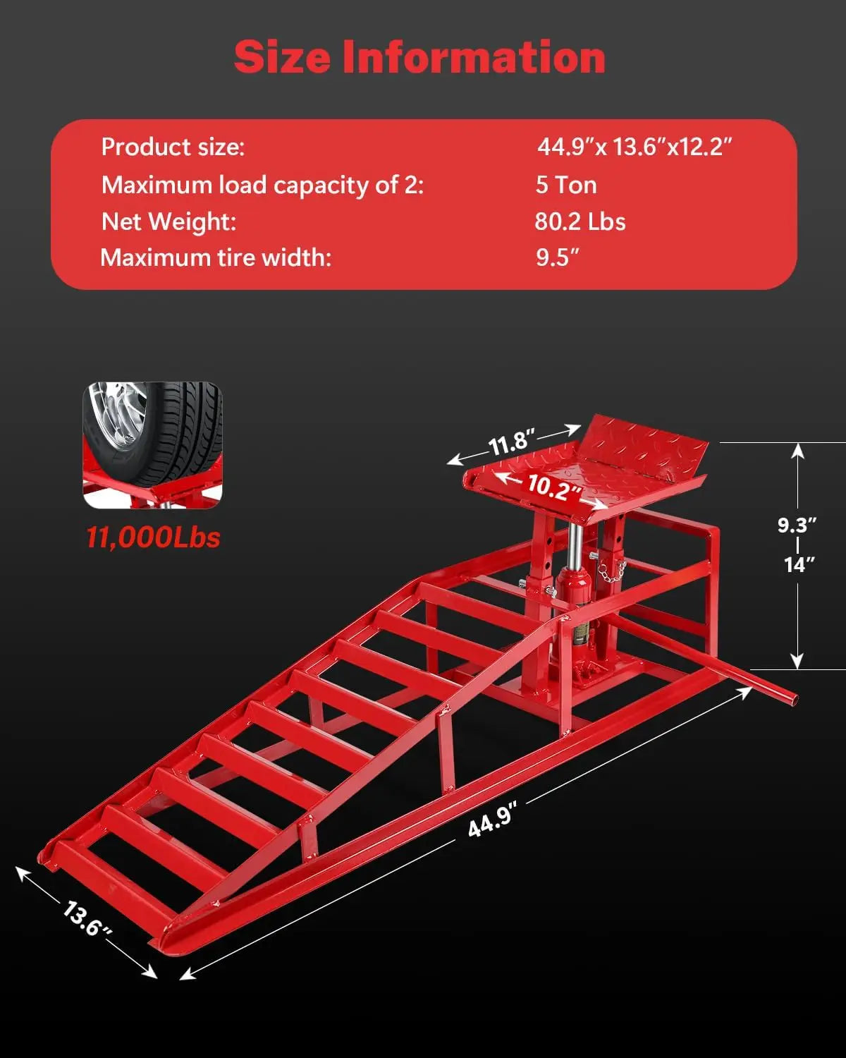 5T Capacity Hydraulic Car Ramps