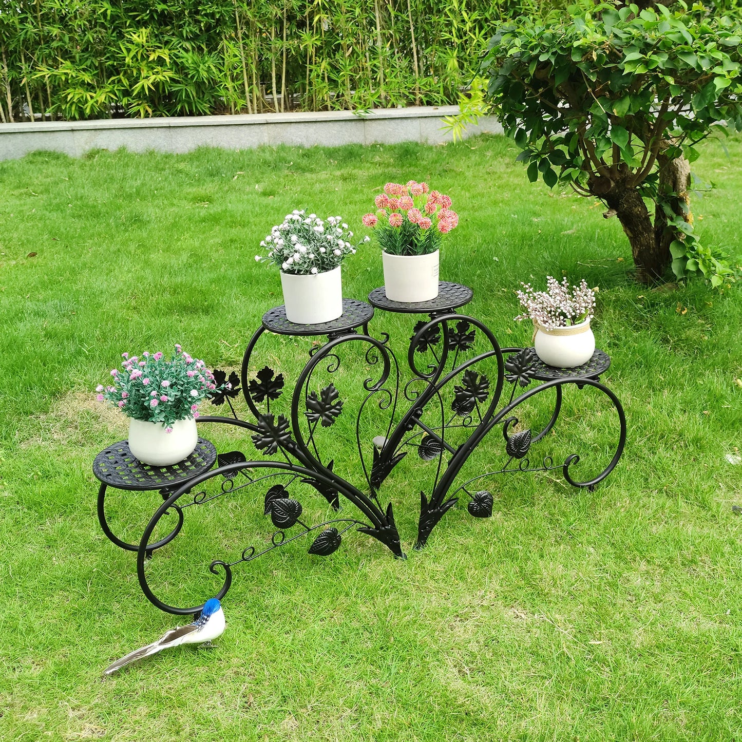 Elegant Iron Flowerpot Holder Rack for Garden