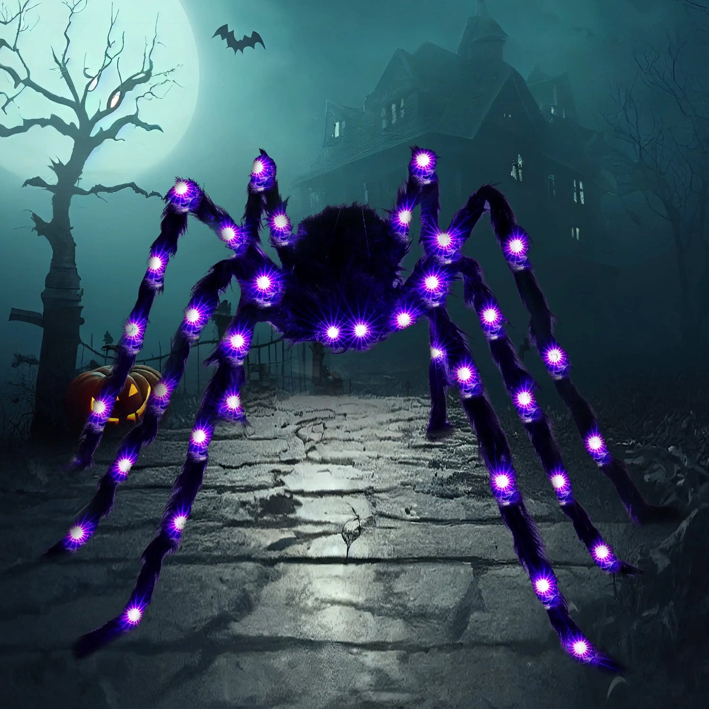 5 ft Light Up Giant Scary Spider