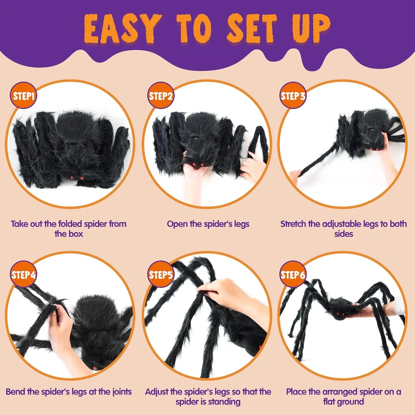 5 Ft Large Scary Halloween Spider for Yard Lawn