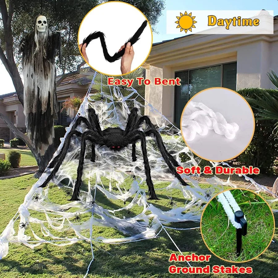 Outdoor 200 LED Halloween Giant Spider Web Lights