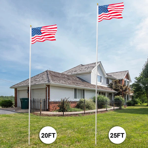 25ft Outdoor US America Flag and Flagpole Kit