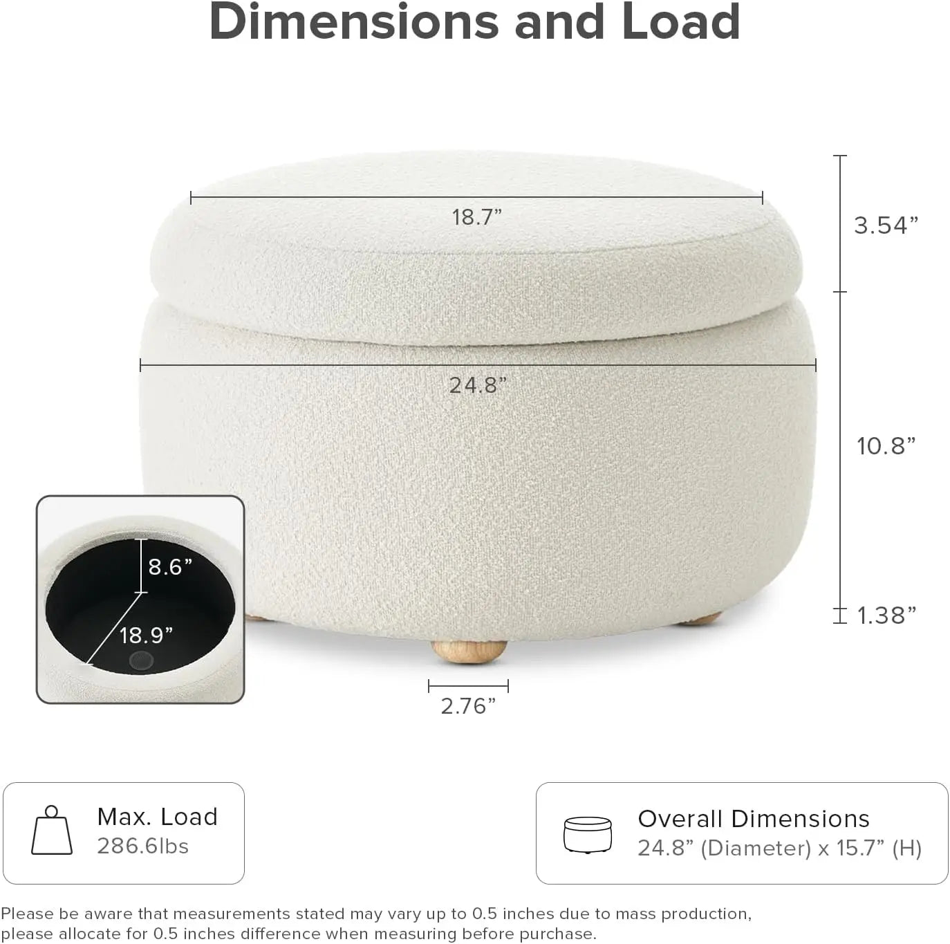 Round Ottoman with Storage and Tray