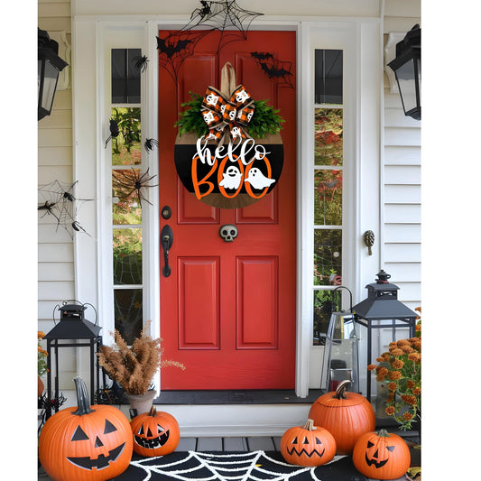 Farmhouse Style Front Door Halloween Welcome Sign