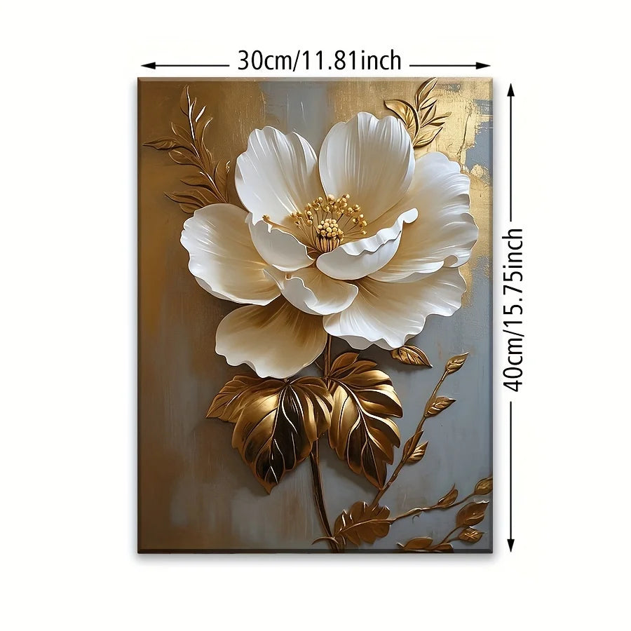 1PC Elegant White Floral Canvas Wall Art