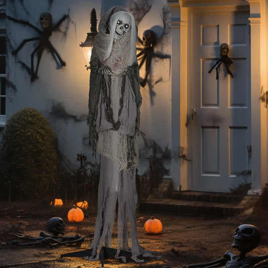 72-Inch Outdoor Life Size Animated Halloween Skeleton Decoration