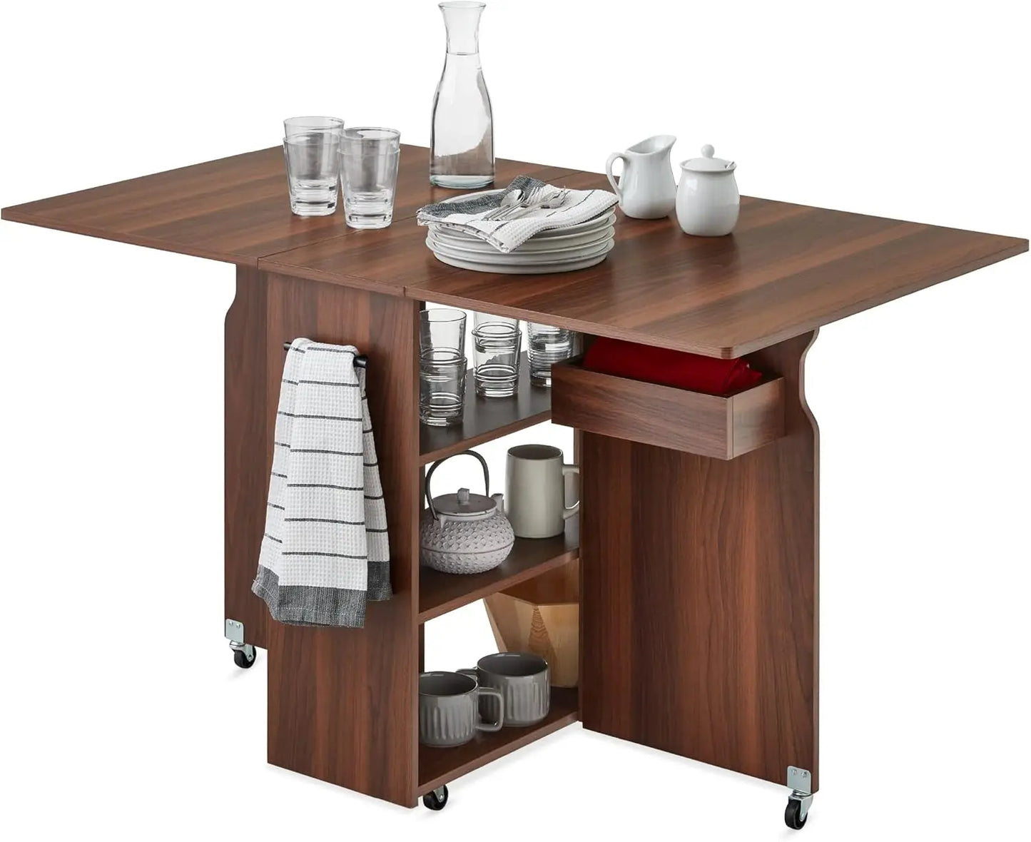 Folding Dining Table w/ Space Saving Collapsible Drop Leaf