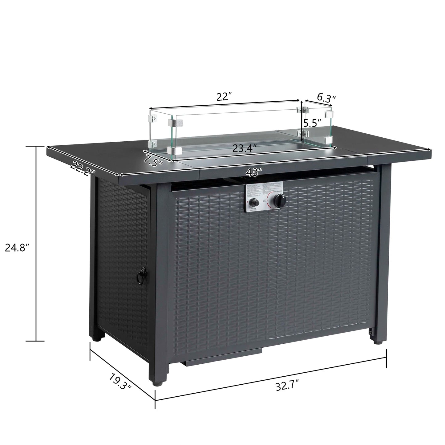 43-Inch Outdoor Table Gas Firepit