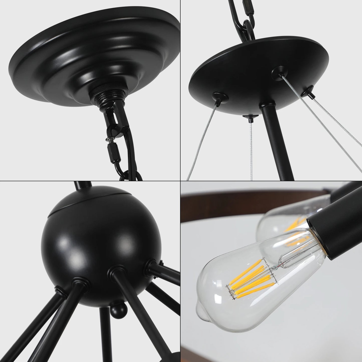 Metal and Wood Finish Pendant Lighting Fixture
