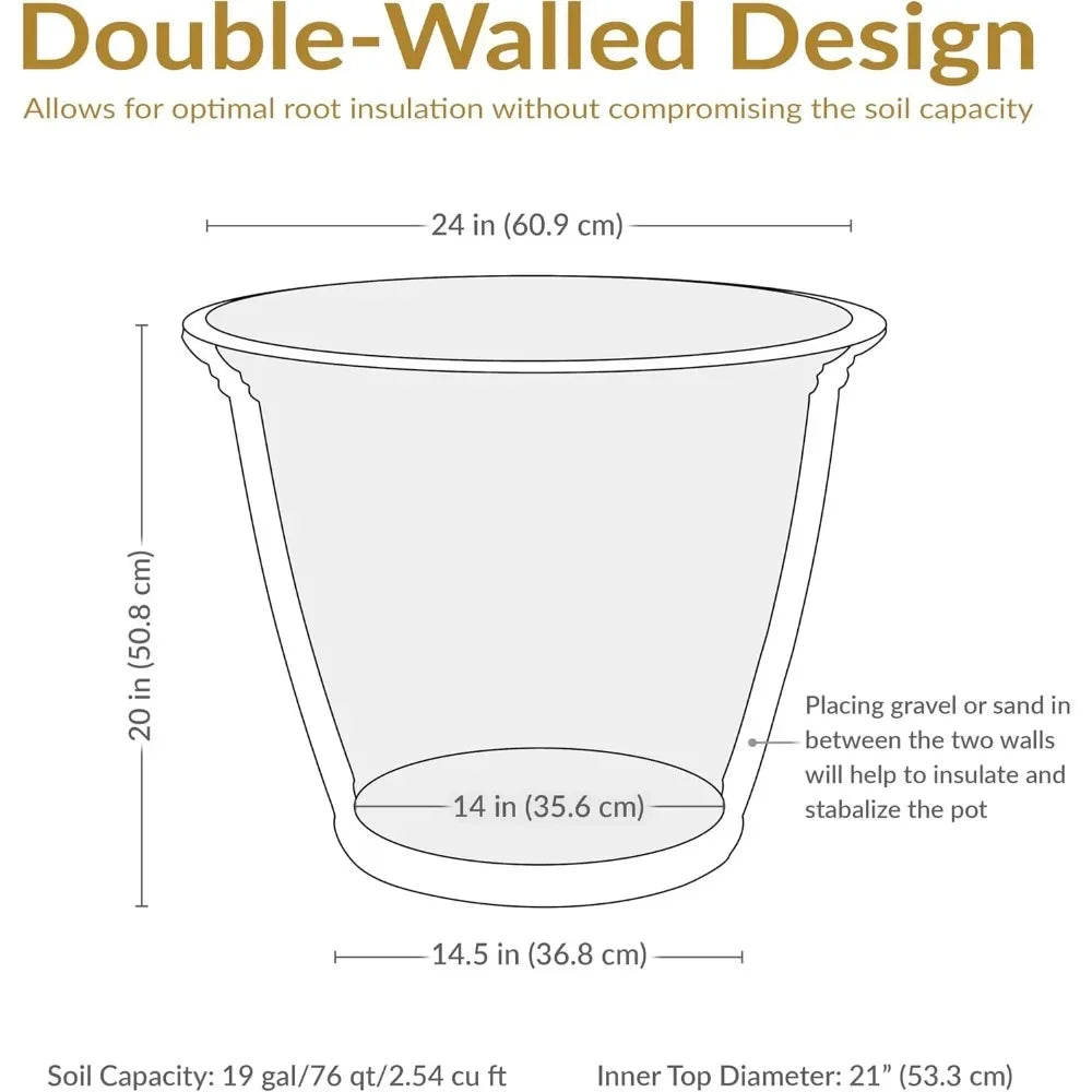 24-Inch Outdoor Plastic Pot for Plants