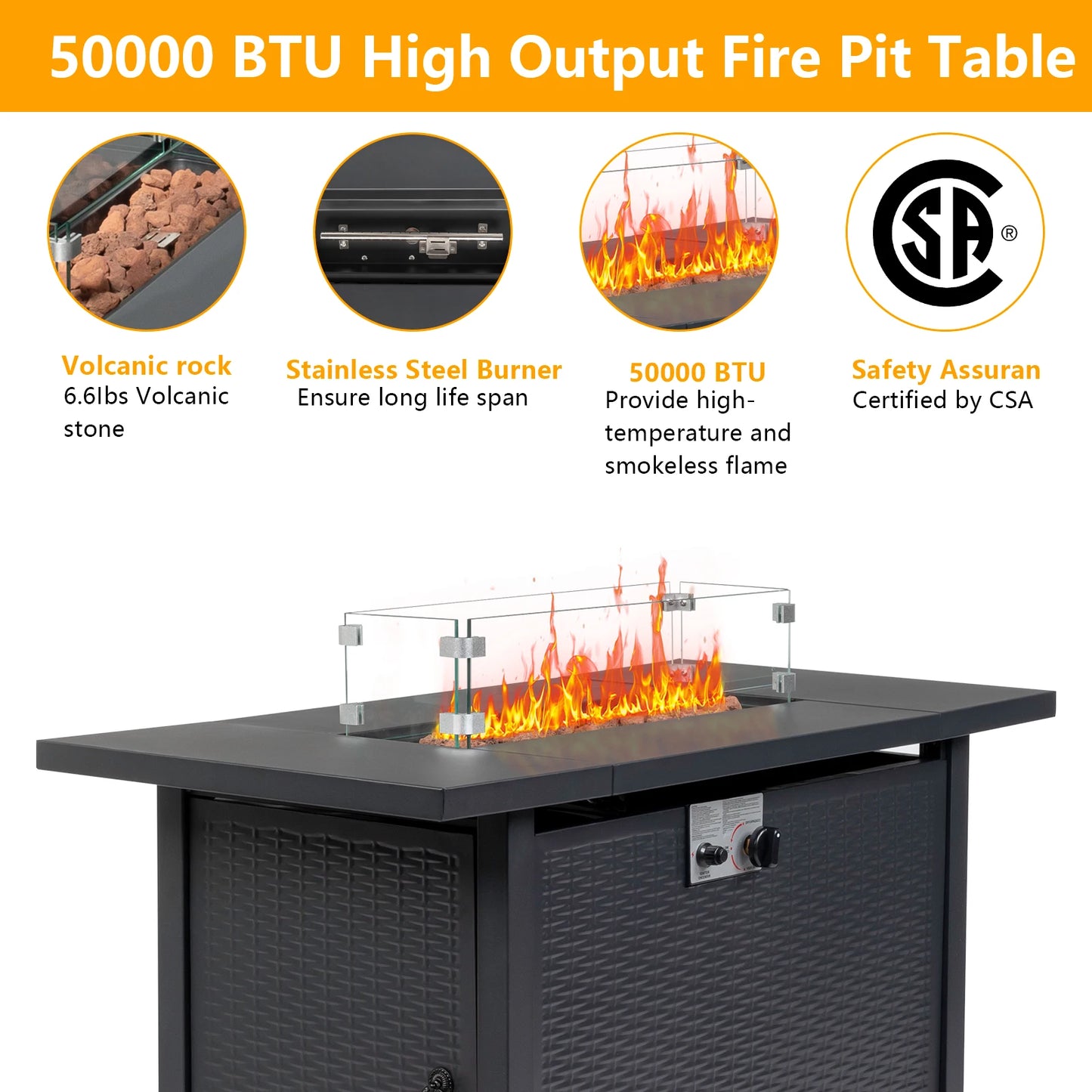 43-Inch Outdoor Table Gas Firepit
