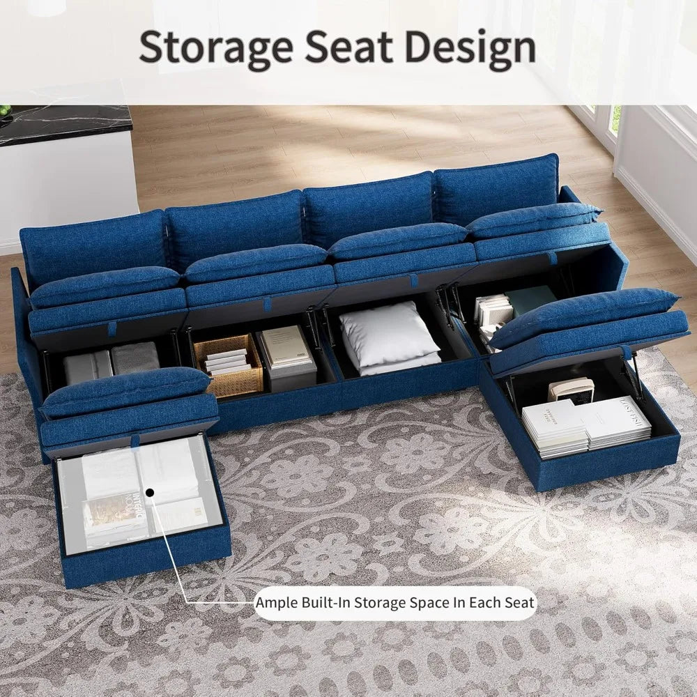 115'' Large U-Shaped Sectional Sofa Couch.