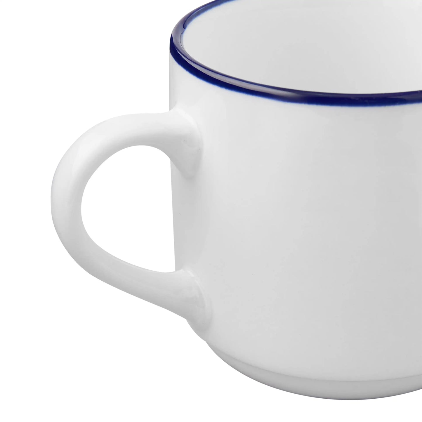 Blue Rim Stoneware Coffee Mug