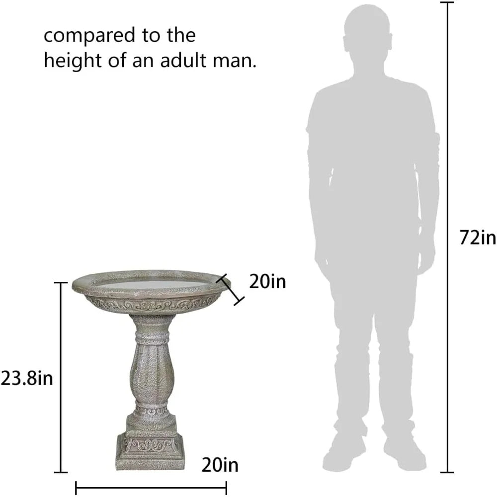 20" Outdoor Pedestal Birdbath and Feeder