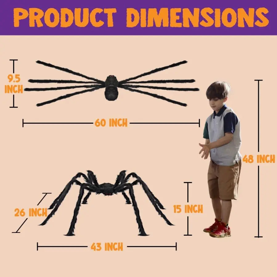 5 Ft Large Scary Halloween Spider for Yard Lawn