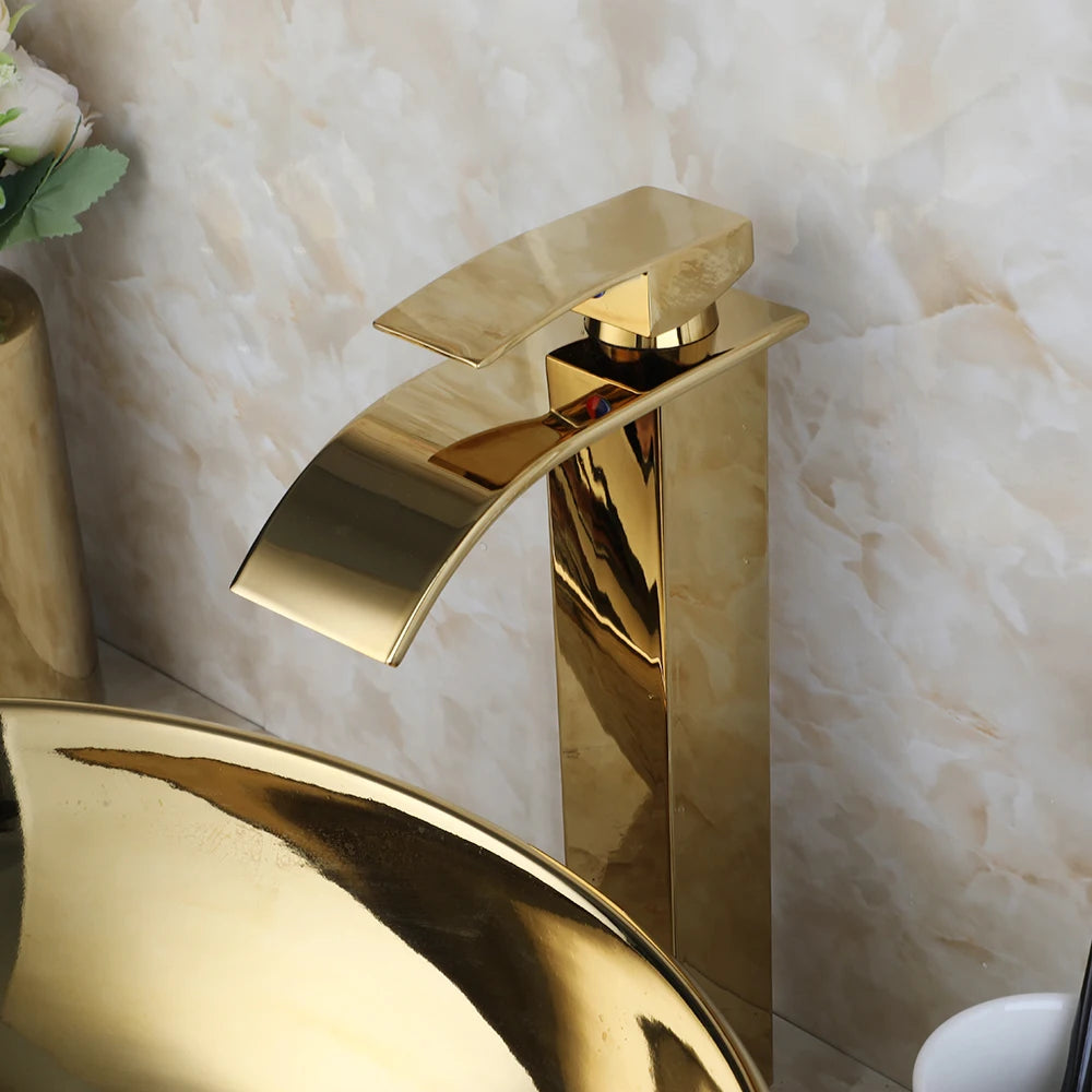 Gold Ceramic Luxury Bathroom Vessel Sink