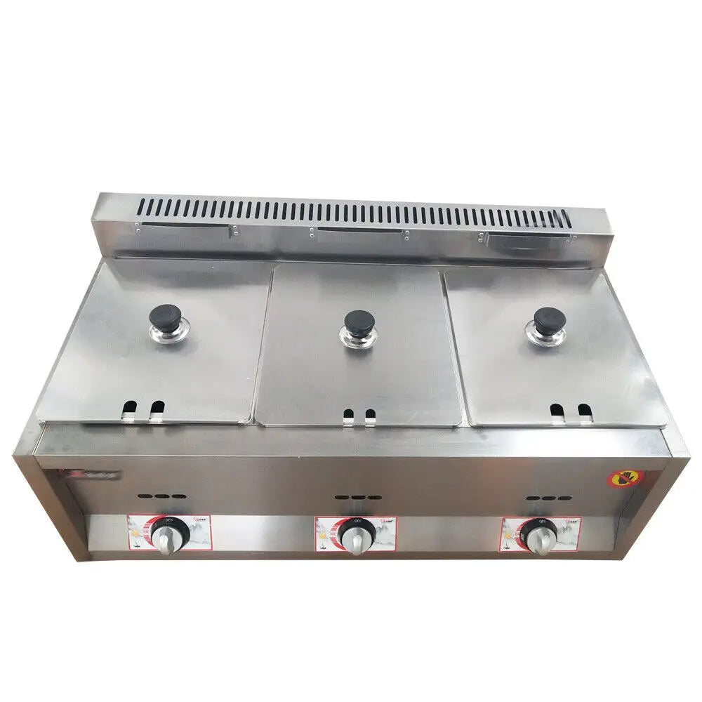 3 Pan Gas Fryer Catering Steam Table Food Warmer
