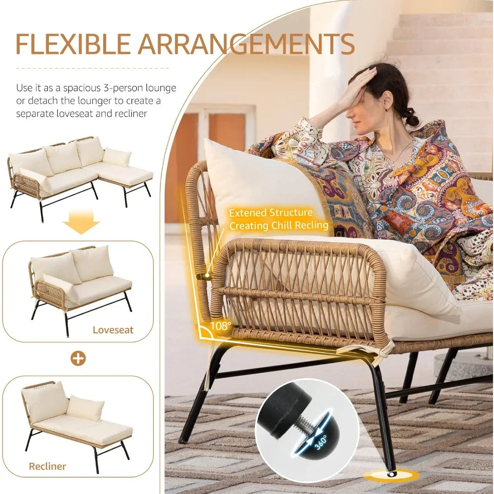 6 Pcs Outdoor Wicker Furniture Set w/Cushions