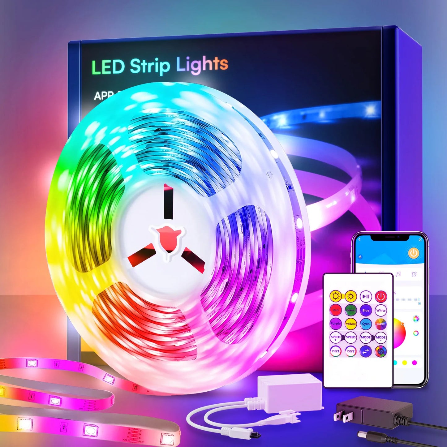 200ft smart LED color-changing strip lights