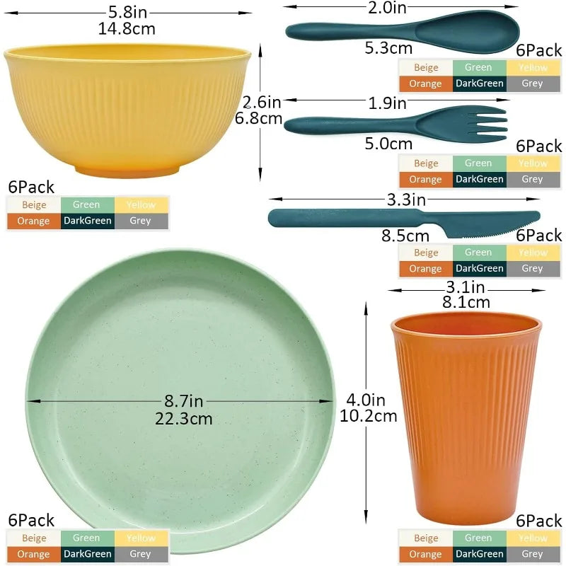 Wheat Straw Dinnerware Sets with Plates