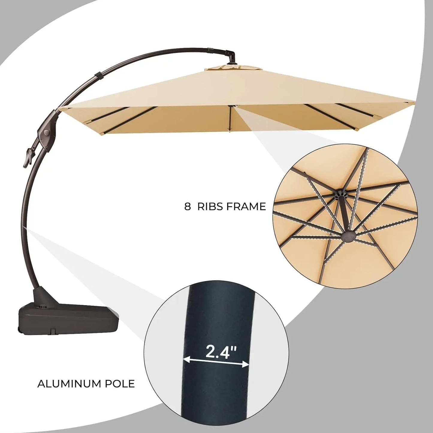 10x10 FT Patio Offset Large Umbrella