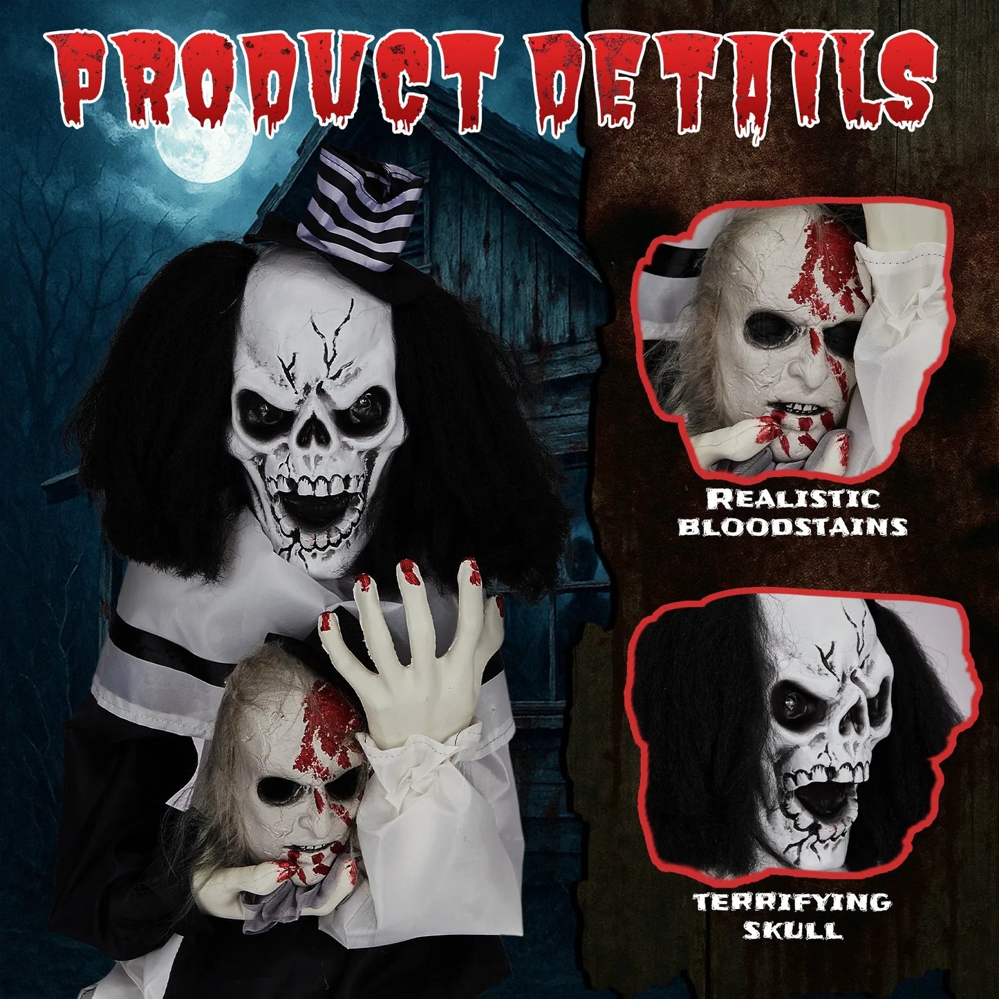 Scary Clown with Creepy Sound Haunted House Props