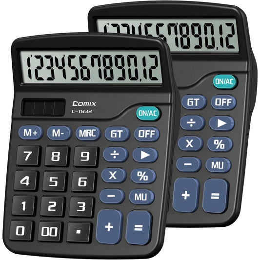 12 Digit Desktop Solar Battery Dual Powered Calculator