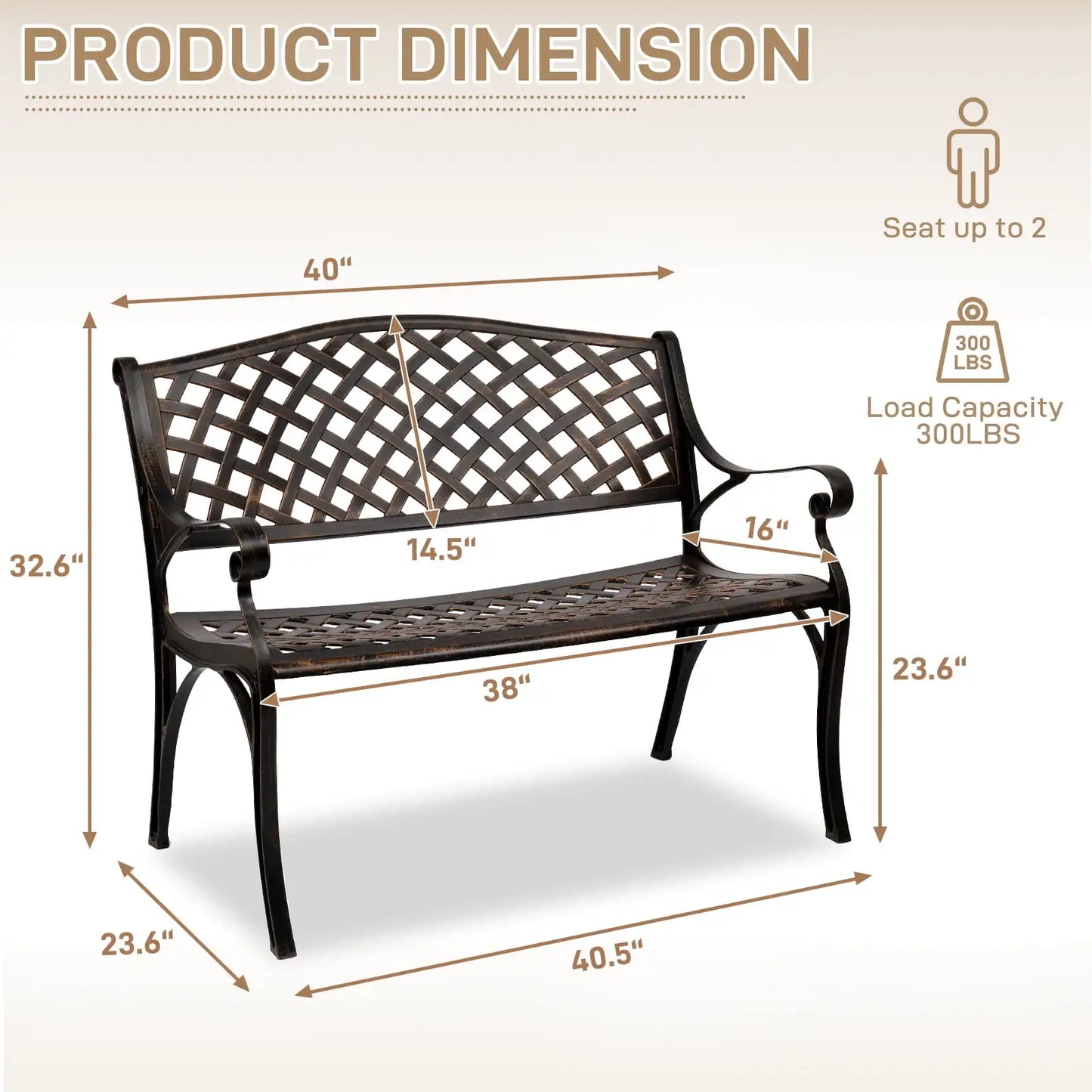 40.5" Garden Iron Bench