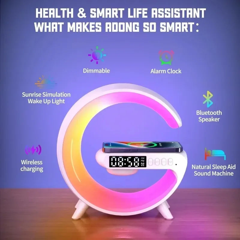 Fast Wireless Charger Desktop Stand W/Bluetooth Speaker