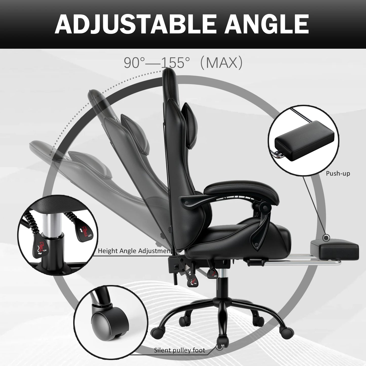 Ergonomic Gaming Chair with Footrest