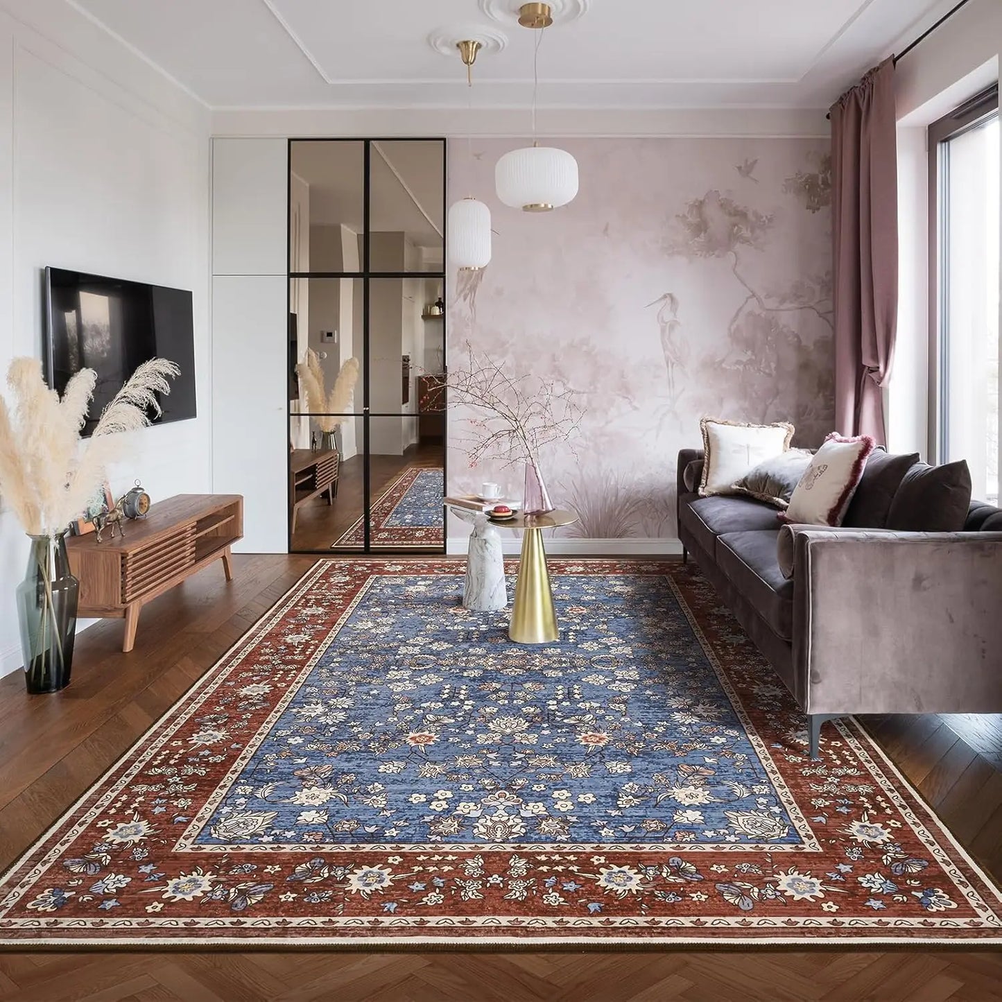 Vintage Floral Print Area Rugs